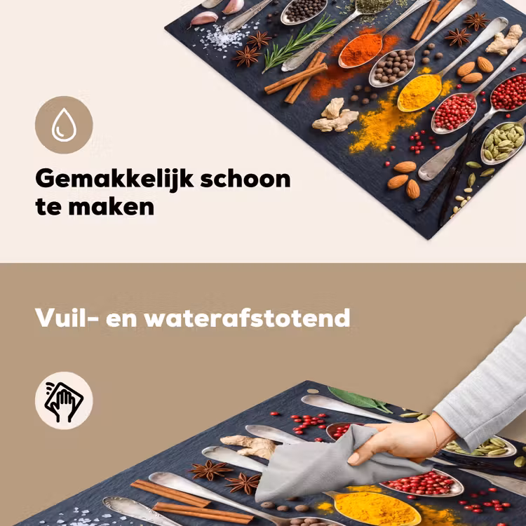 Kruiden - Lepels - Culinair - Kleurrijk - Sfeervol Inductie beschemer met haakjes klein -ky-schoon-nl