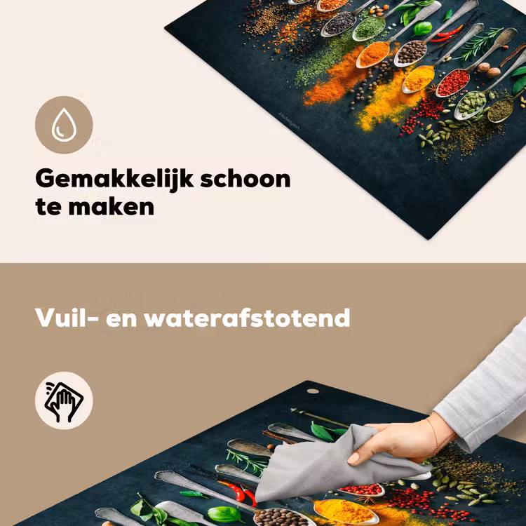 Kruiden - Lepels - Kleurrijk Inductie beschemer met haakjes klein -ky-schoon-nl