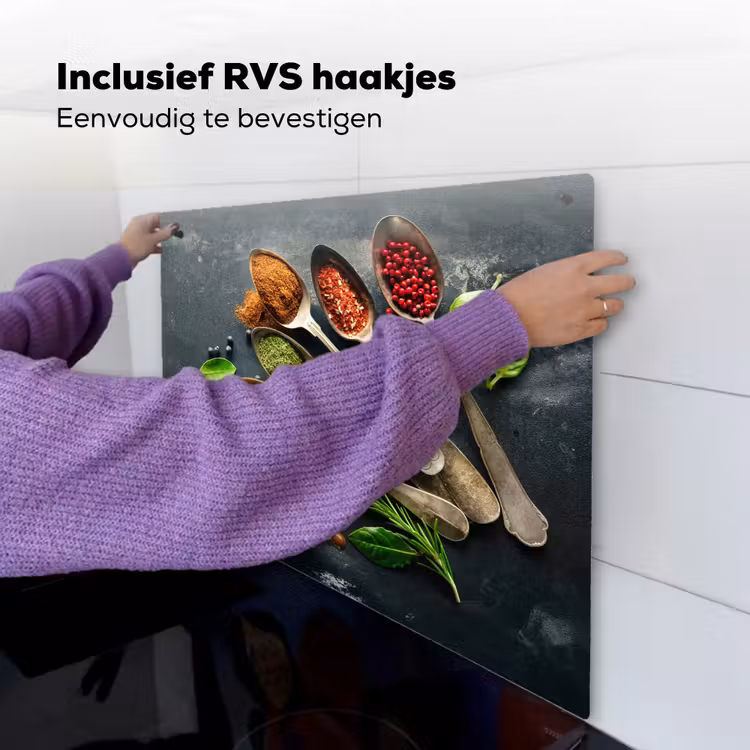 Kruiden - Lepels - Specerijen - Betonlook - Grijs Inductie beschemer met haakjes middel -ky-ophangen-nl