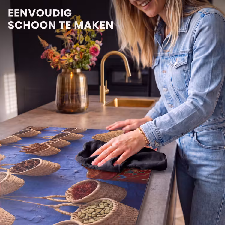 Inductiebeschermer & spatscherm (2in1) - Kruiden - Manden - Markt - Kruiden - Manden - Markt Inductie beschemer met haakjes klein