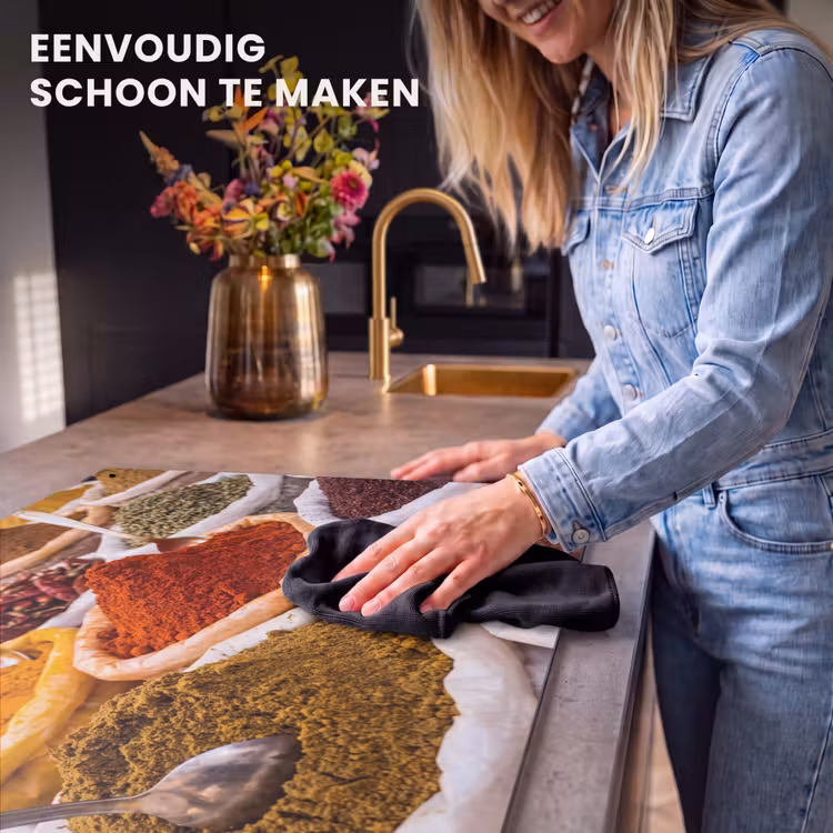 Inductiebeschermer & spatscherm (2in1) - Kruiden - Markt - Eten - Kruiden - Markt - Eten Inductie beschemer met haakjes klein