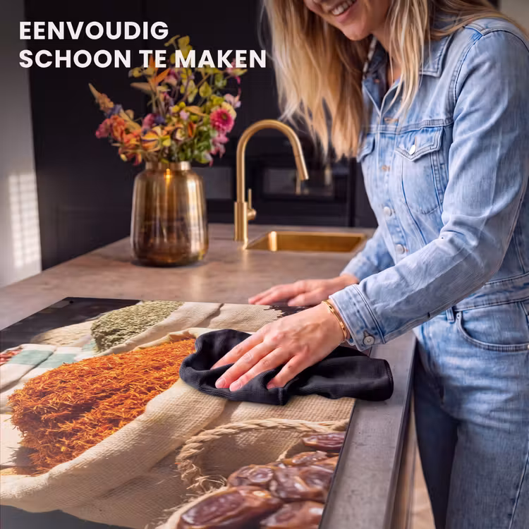 Inductiebeschermer & spatscherm (2in1) - Kruiden - Markt - Kleurrijk — 5