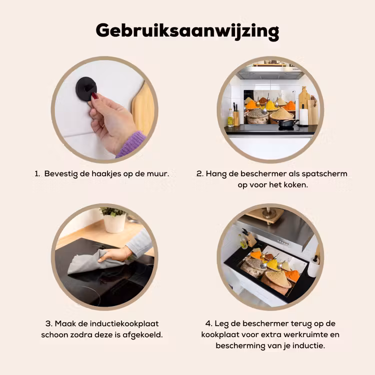 Inductiebeschermer & spatscherm (2in1) - Kruiden - Potten - Oosters - Kruiden - Potten - Oosters Inductie beschemer met haakjes klein