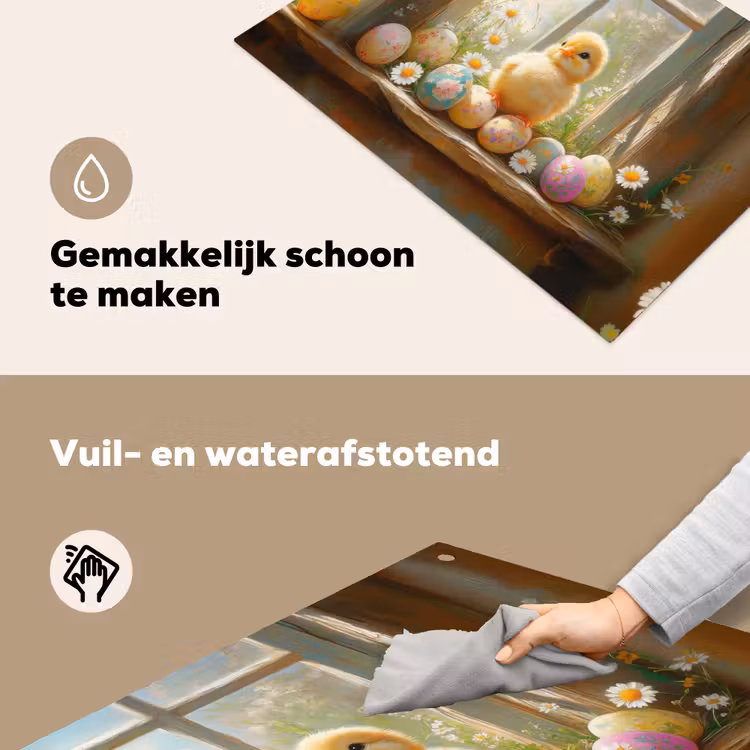 Kuiken - Raam - Paaseieren Inductie beschemer met haakjes klein -ky-schoon-nl
