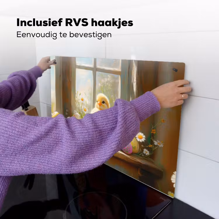 Kuiken - Raam - Paaseieren Inductie beschemer met haakjes klein -ky-ophangen-nl