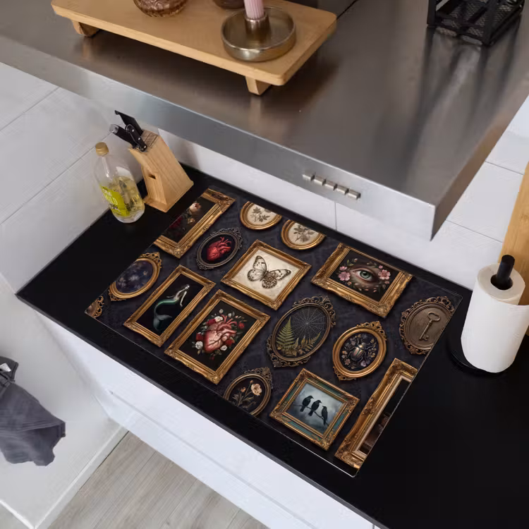 Kunst - Collectie - Vintage - Klassiek - Donker Inductie beschemer met haakjes klein -sfeer1