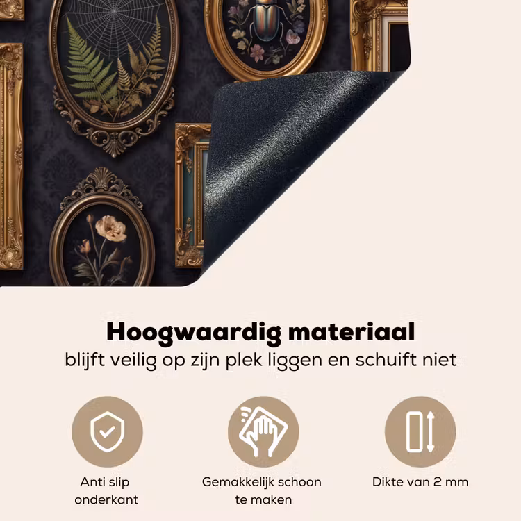 Kunst - Collectie - Vintage - Klassiek - Donker Inductie beschemer met haakjes klein -ky-onderkant-nl