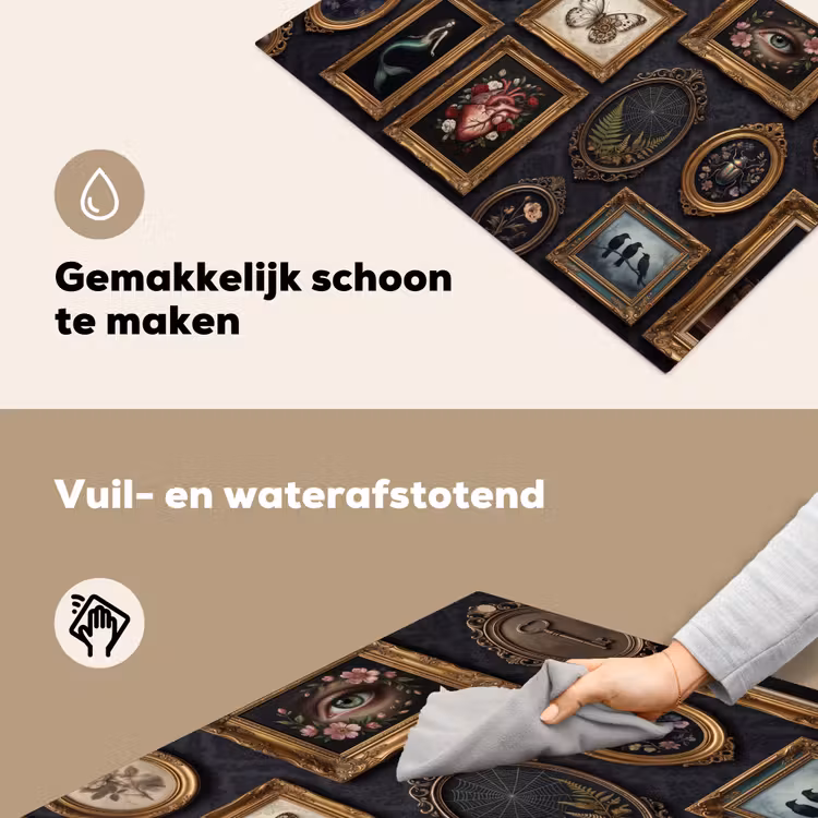 Kunst - Collectie - Vintage - Klassiek - Donker Inductie beschemer met haakjes klein -ky-schoon-nl