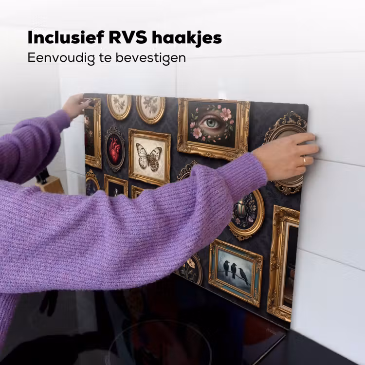 Kunst - Collectie - Vintage - Klassiek - Donker Inductie beschemer met haakjes klein -ky-ophangen-nl