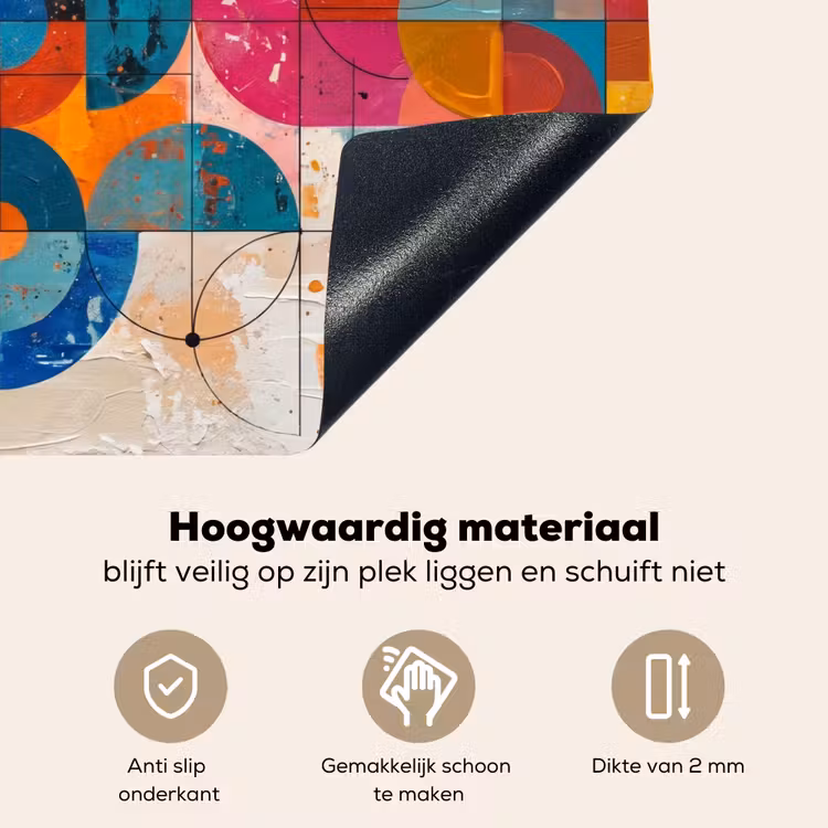 Kunst - Geometrisch - Abstract - Kleurrijk Inductie beschemer met haakjes klein -ky-onderkant-nl