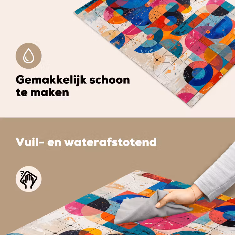 Kunst - Geometrisch - Abstract - Kleurrijk Inductie beschemer met haakjes klein -ky-schoon-nl