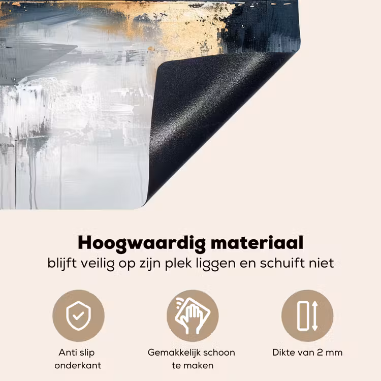 Kunst - Grijs - Goud - Abstract Inductie beschemer met haakjes middel -ky-onderkant-nl