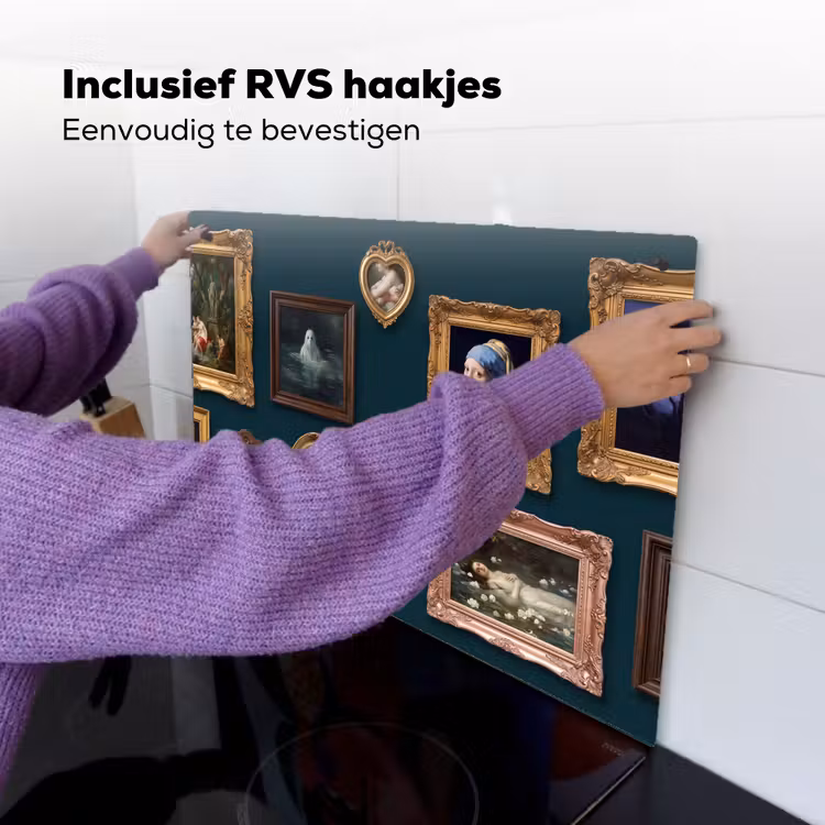Kunst - Schilderijen - Decoratie - Klassiek - Groen Inductie beschemer met haakjes klein -ky-ophangen-nl