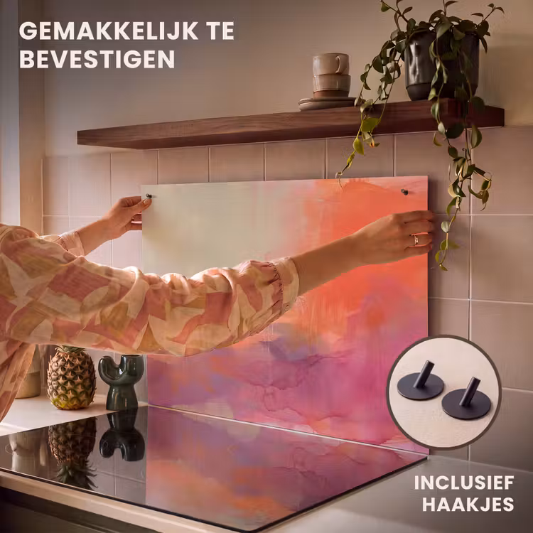 Kunst - Vloeiend - Overgangen - Oranje Inductie beschemer met haakjes klein -ky-ophangen-nl