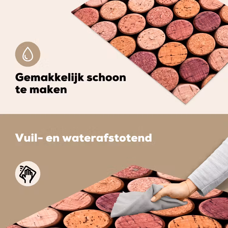 Kurk - Patroon - Abstract - Modern - Rood Inductie beschemer met haakjes klein -ky-schoon-nl