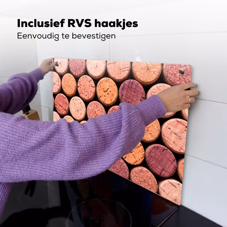 Kurk - Patroon - Abstract - Modern - Rood Inductie beschemer met haakjes klein -ky-ophangen-nl