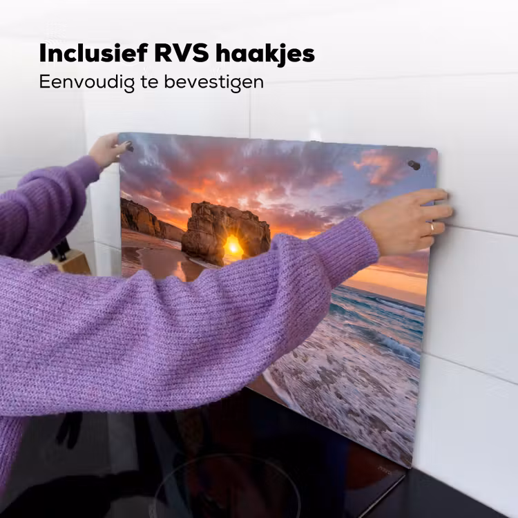 Kust - Rots - Zonsondergang - Zee - Natuur Inductie beschemer met haakjes klein -ky-ophangen-nl