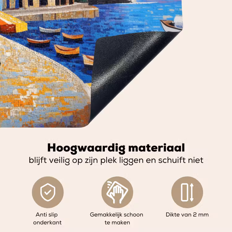 Kustdorp - Huisjes - Mozaïek - Zee Inductie beschemer met haakjes klein -ky-onderkant-nl
