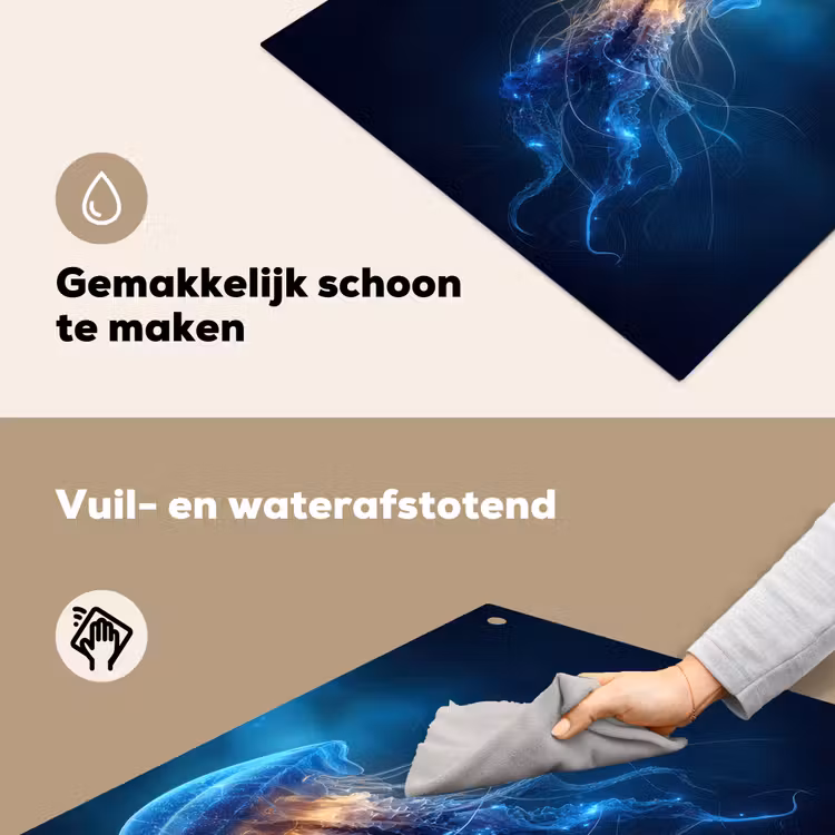 Kwal - Lichtgevend - Tentakels - Blauw Inductie beschemer met haakjes middel -ky-schoon-nl