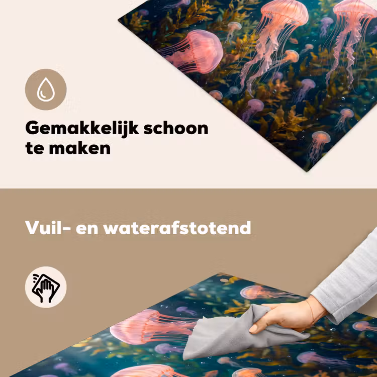 Kwal - Roze - Onderwater - Zeeleven - Dieren Inductie beschemer met haakjes klein -ky-schoon-nl