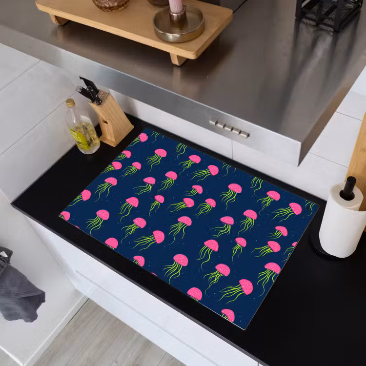 Kwallen - Diepzee - Neon Inductie beschemer met haakjes klein 777 -sfeer1