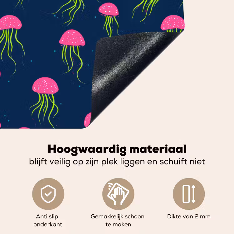 Kwallen - Diepzee - Neon Inductie beschemer met haakjes klein 777 -ky-onderkant-nl