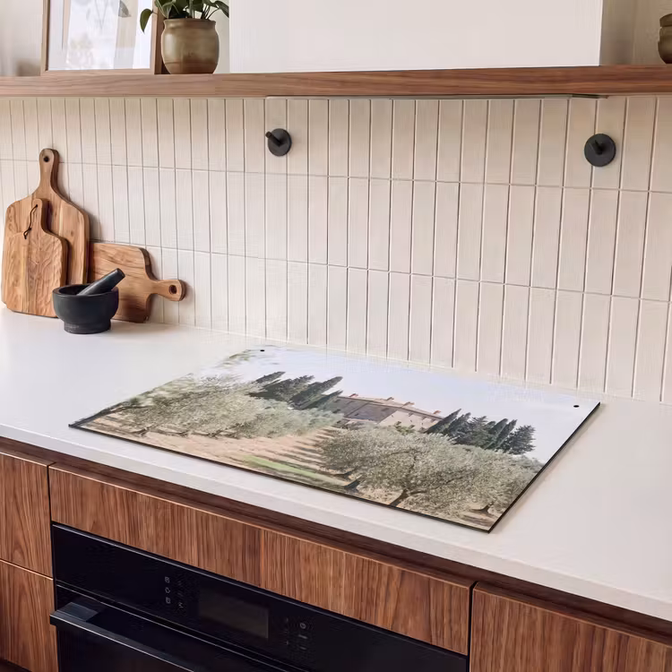Inductiebeschermer & spatscherm (2in1) - Landhuis - olijfboom - gaard - Landhuis - olijfboom - gaard Inductie beschemer met haakjes klein