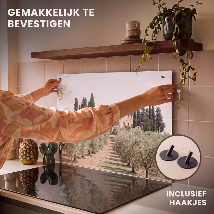 Inductiebeschermer & spatscherm (2in1) - Landhuis - olijfboom - gaard - Landhuis - olijfboom - gaard Inductie beschemer met haakjes klein