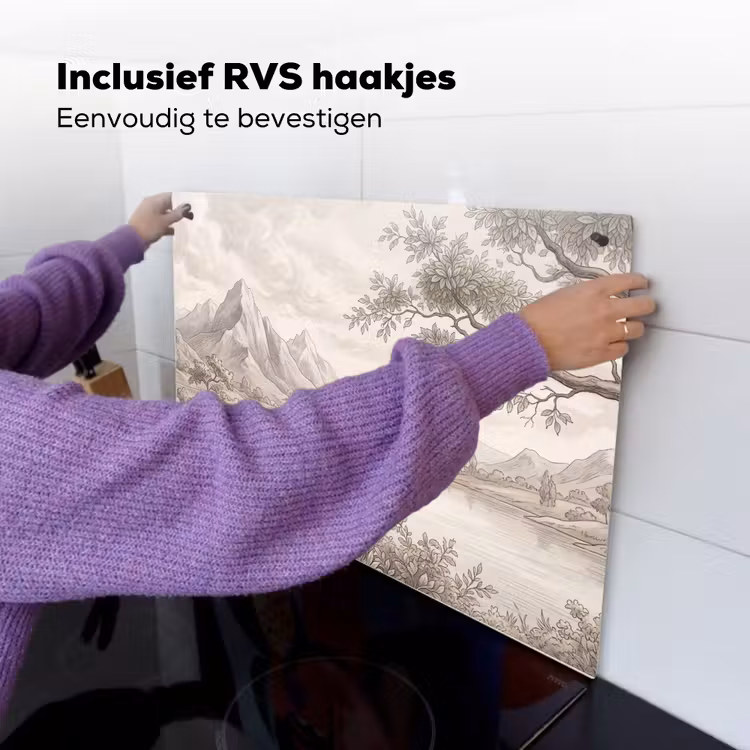 Landschap - Bergen - Meer - Natuur Inductie beschemer met haakjes klein -ky-ophangen-nl