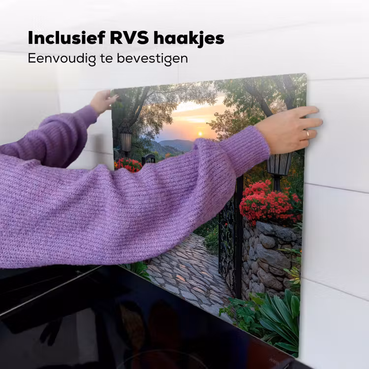 Landschap - Hek - Pad - Zonsondergang - Natuur Inductie beschemer met haakjes middel -ky-ophangen-nl