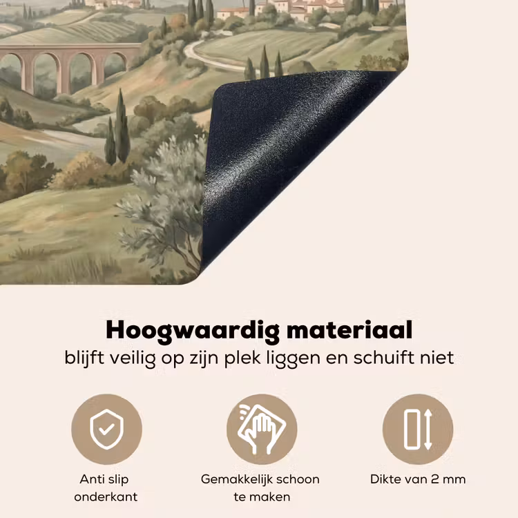 Landschap - Heuvels - Zandpad - Groen Inductie beschemer met haakjes klein -ky-onderkant-nl