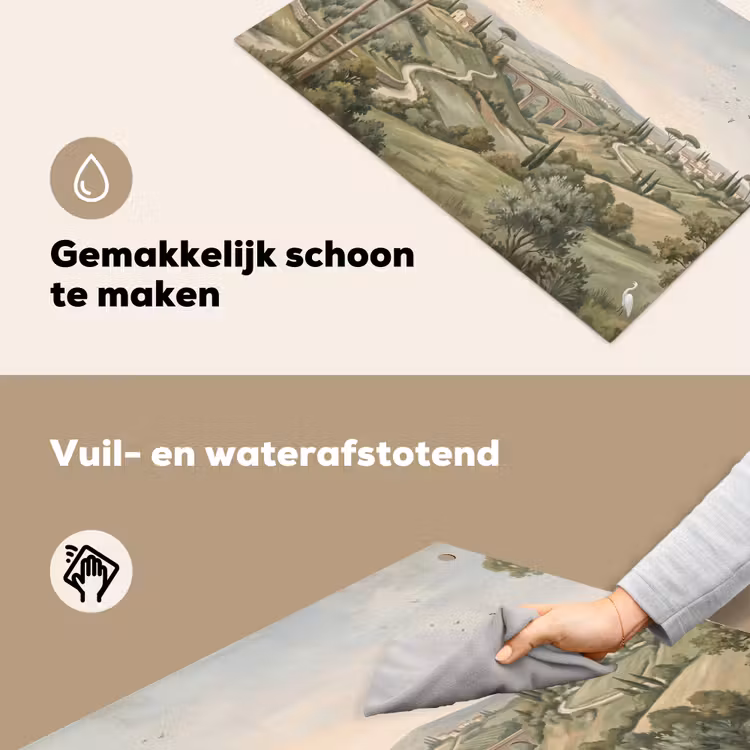 Landschap - Heuvels - Zandpad - Groen Inductie beschemer met haakjes klein -ky-schoon-nl