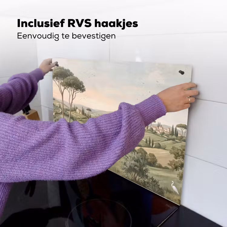 Landschap - Heuvels - Zandpad - Groen Inductie beschemer met haakjes klein -ky-ophangen-nl