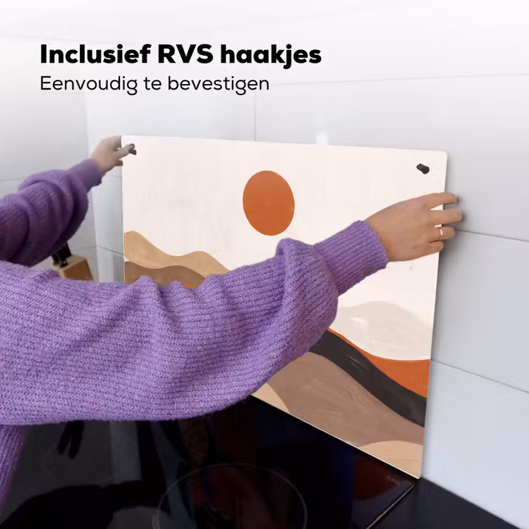 Landschap - Heuvels - Zon - Abstract - Oranje Inductie beschemer met haakjes klein -ky-ophangen-nl