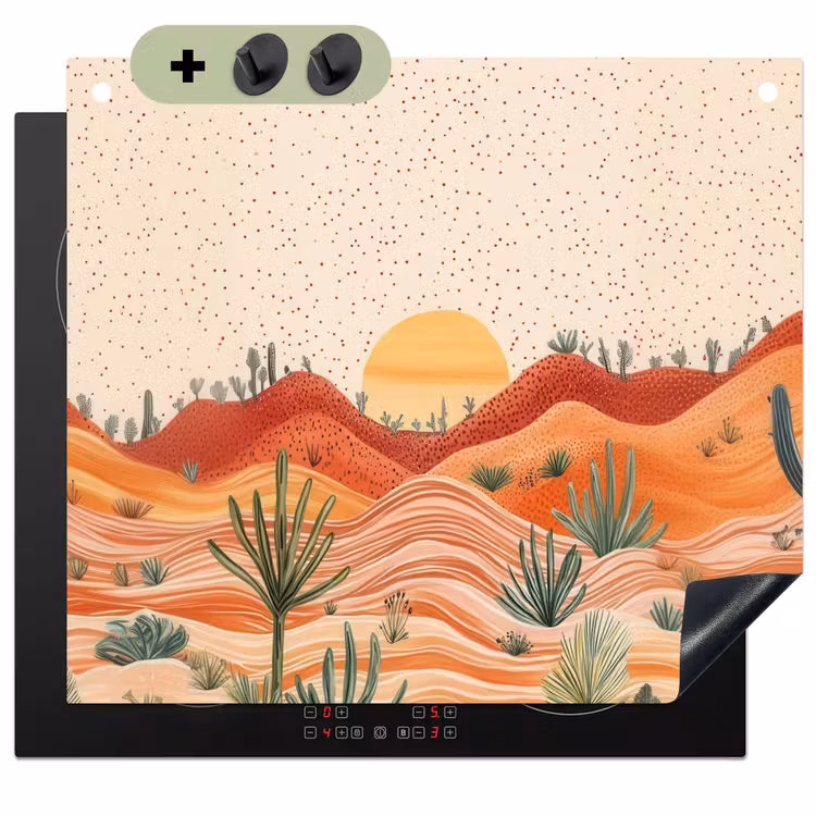 Landschap - Heuvels - Zonsondergang Inductie beschemer met haakjes middel -3d