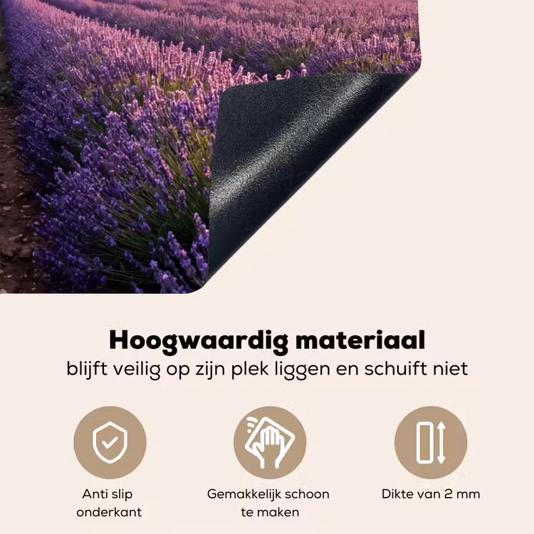 Landschap - Lavendelveld - Paars Inductie beschemer met haakjes klein -ky-onderkant-nl