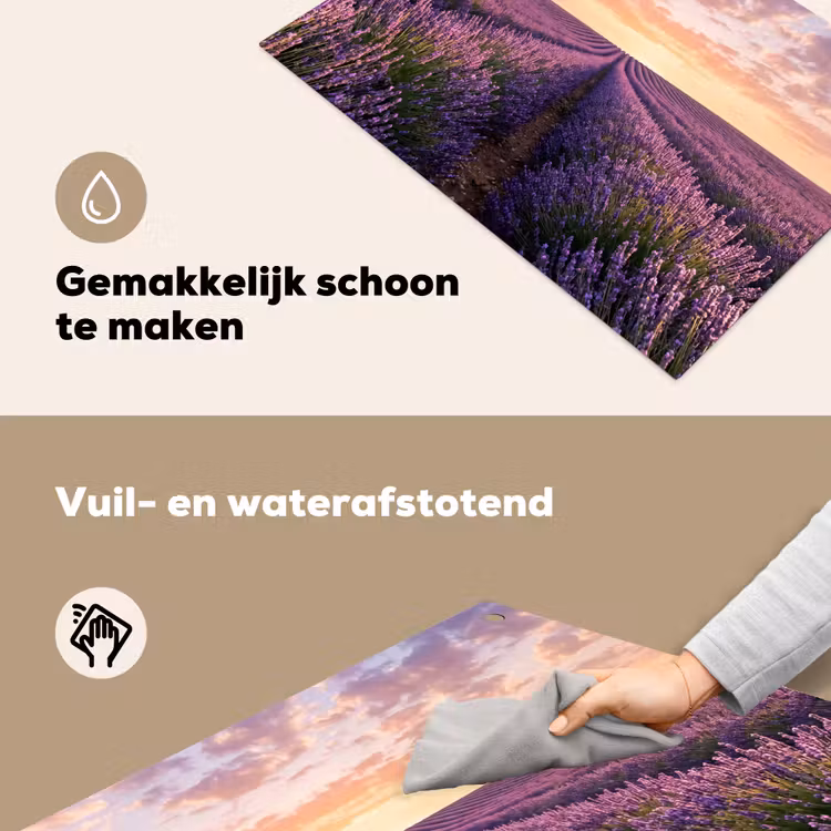 Landschap - Lavendelveld - Paars Inductie beschemer met haakjes klein -ky-schoon-nl