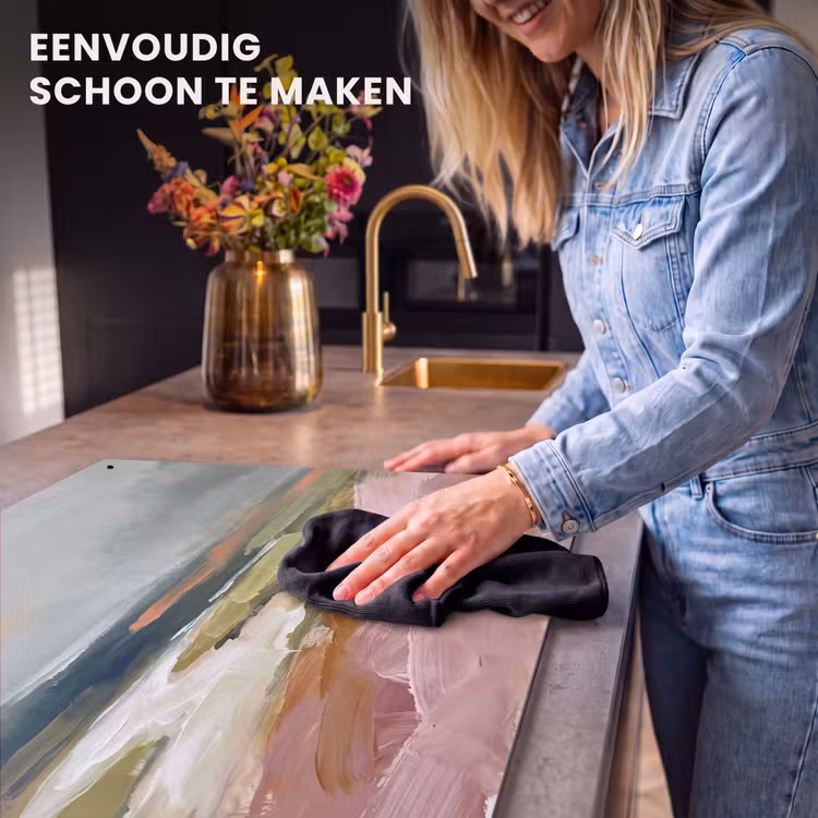 Landschap - Rivier - Abstract - Roze - Groen Inductie beschemer met haakjes klein -ky-schoon-nl