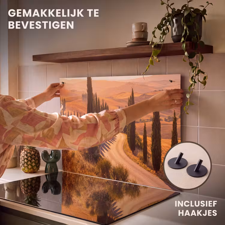 Landschap - Weg - Bomen - Natuur - Goud Inductie beschemer met haakjes klein -ky-ophangen-nl
