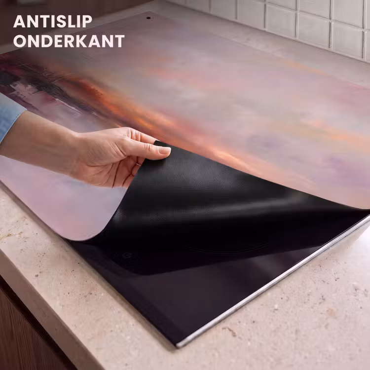 Landschap - Zonsondergang - Abstract - Modern - Roze Inductie beschemer met haakjes klein -ky-onderkant-nl