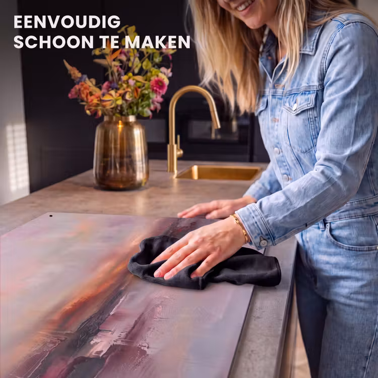 Landschap - Zonsondergang - Abstract - Modern - Roze Inductie beschemer met haakjes klein -ky-schoon-nl