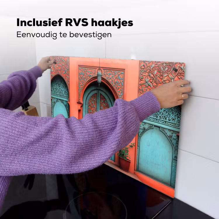 Lantaarn - Deur - Turquoise Inductie beschemer met haakjes klein -ky-ophangen-nl
