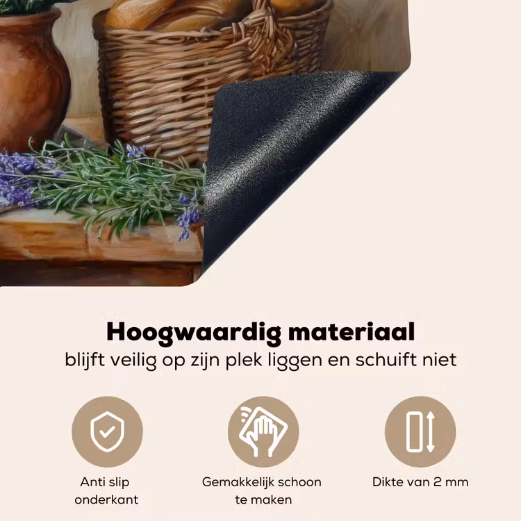Lavendel - Brood - Stilleven Inductie beschemer met haakjes klein -ky-onderkant-nl
