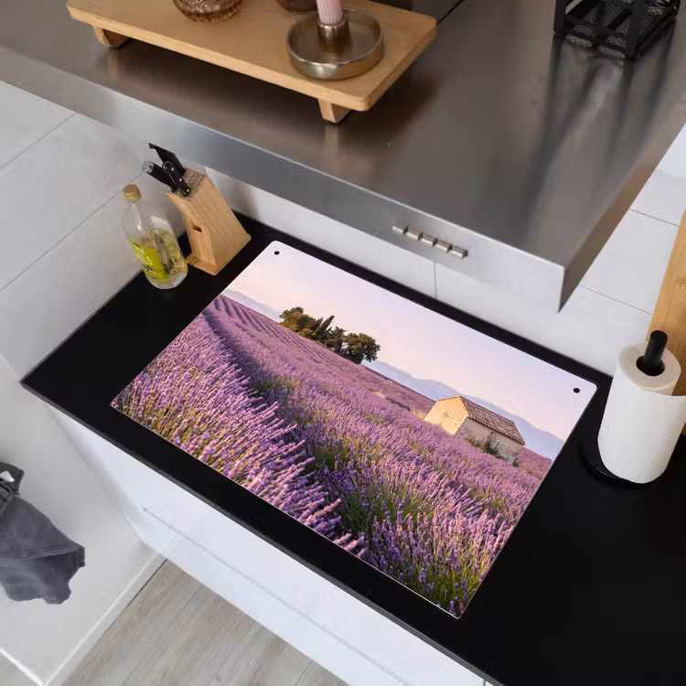 Lavendel - Landschap - Sereen - Paars Inductie beschemer met haakjes klein -sfeer1