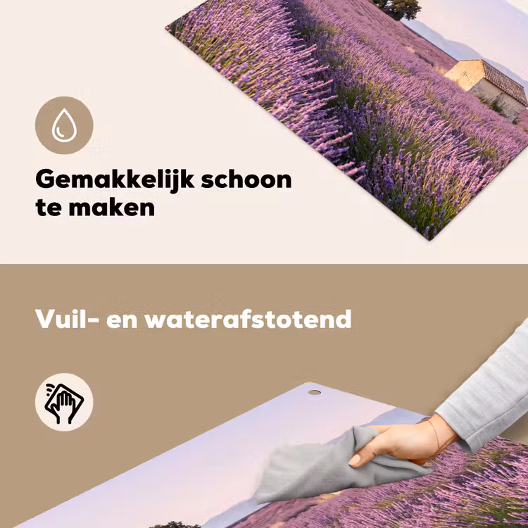 Lavendel - Landschap - Sereen - Paars Inductie beschemer met haakjes klein -ky-schoon-nl