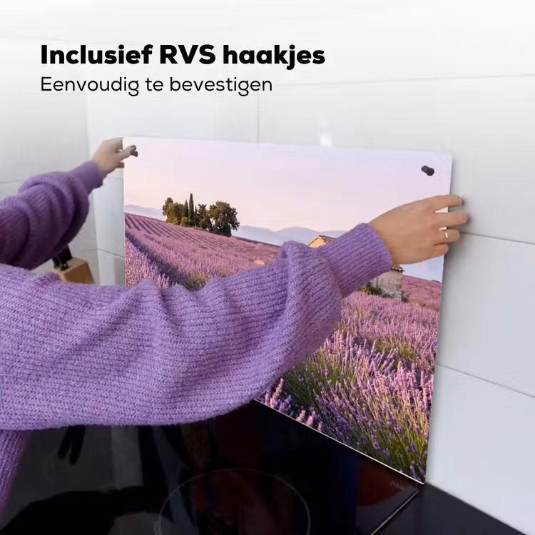 Lavendel - Landschap - Sereen - Paars Inductie beschemer met haakjes klein -ky-ophangen-nl