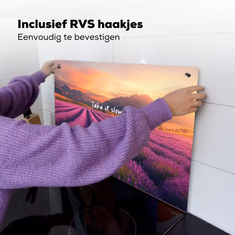 Lavendelveld - Quote - Zonsondergang Inductie beschemer met haakjes klein -ky-ophangen-nl