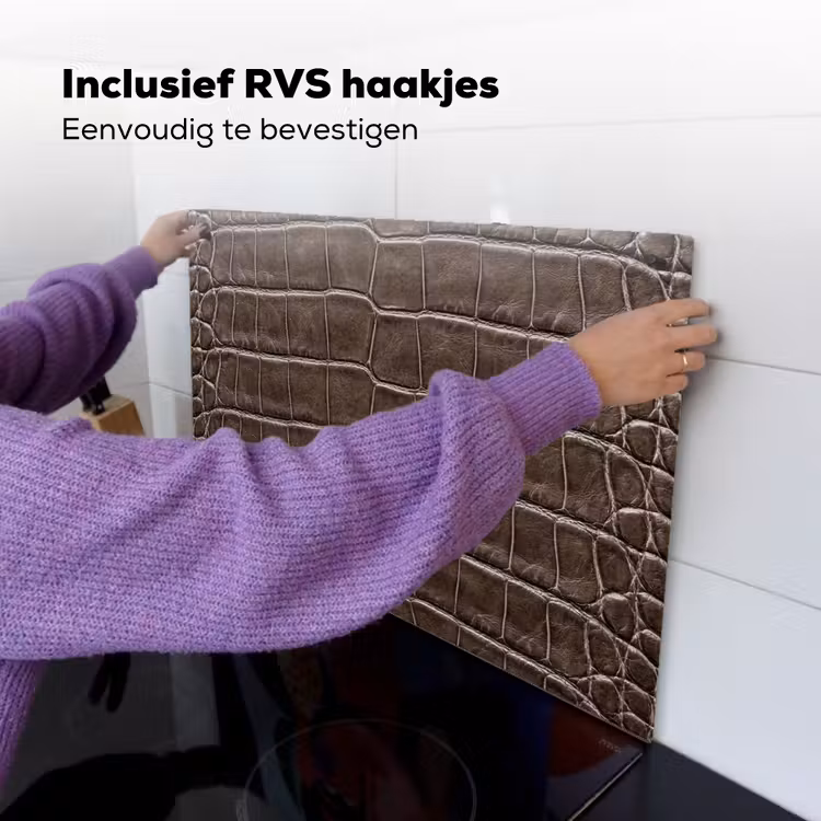 Leer - Krokodil - Mat Inductie beschemer met haakjes klein -ky-ophangen-nl