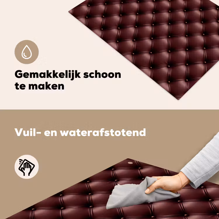 Leer - Patroon - Bordeaux Inductie beschemer met haakjes klein 777 -ky-schoon-nl