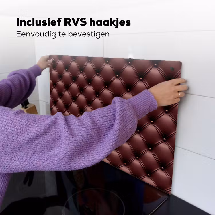 Leer - Patroon - Bordeaux Inductie beschemer met haakjes klein 777 -ky-ophangen-nl